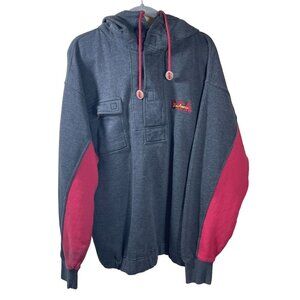 VTG Men's Boss America USA Hoodie Sweatshirt Red Grey Size XL Extra Large